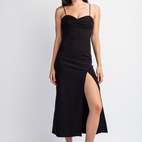 DOUBLE TAKE BLACK MIDI DRESS - Picture 1 of 3